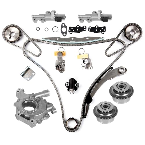 INGKAN VQ35DE 3.5L Engine Timing Chain Kit w/Oil Pump VVT Sprocket Fits for Nissan Maxima 2004-2008/ Quest 2004-2009 3.5L V6 OE 13025-8J100 13025-EA21A