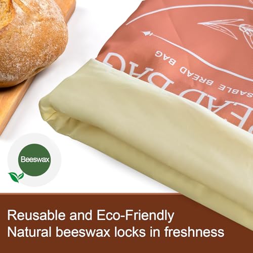2 Pack XL Reusable Beeswax Bread Bags for Homemade Bread, Sourdough Bread Baking Supplies, Sourdough Bread Bags for Bread Storage Keep Sourdough Fresh, Freezer-Safe, Eco-Friendly (Orange&Grey) by LDJRCP - Image 3