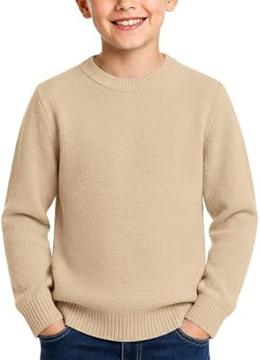 Haloumoning Boys Pullover Sweater – Crewneck Long Sleeve Knit Jumper