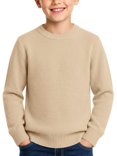 Haloumoning Boys Pullover Sweater – Crewneck Long Sleeve Knit Jumper