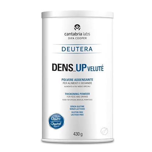 Dens Up Velute 430gr Polvere addensante per alimenti e bevande a base di amido modificato di patata, disfagia, problemi di deglutizione, barattolo da 430 gr
