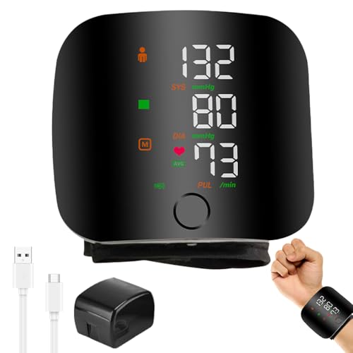 Rppiup Wrist Blood Pressure Monitor, Automatic Blood Pressure Monitors Wrist with LED Touch Screen, Blood Pressure Machines Automatic Voice, Rechargeable Wrist BP Monitor for Home Office Travel Use