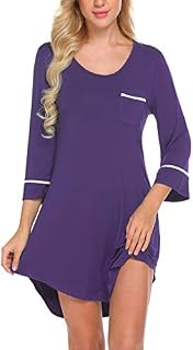 Ekouaer Women Sleepshirt Gifts for Her Sexy Nightgown Boyfriend Nightdress Purple S