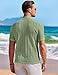 COOFANDY Men's Knit Button Down Shirt Short Sleeve Vintage Polo Shirts Summer Casual Beach Tops Light Green