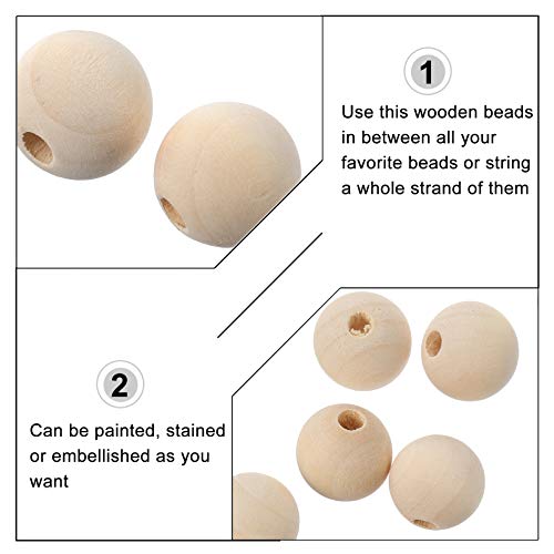 Toyvian 1000Pcs 16Mm Contas de Madeira Natural Não Acabadas Contas Redondas de Madeira Soltas Contas