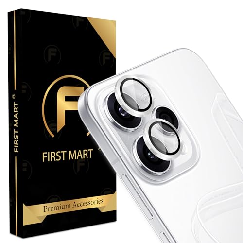 Image of FIRST MART Silver Camera Ring Guard Protector for Oppo Reno 15 | Tempered Glass with Metal Alloy Rings, HD Clear, Scratch Resistant, Case-Friendly | Pack of 1
