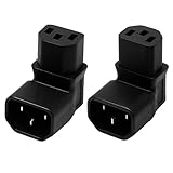 Cable de alimentación acodado C14 a C13, adaptador de corriente C14 a C13 (1-90° hacia arriba, 1-90° hacia abajo), para ordenadores, bahías PDU, impresoras, arroces, 90 grados