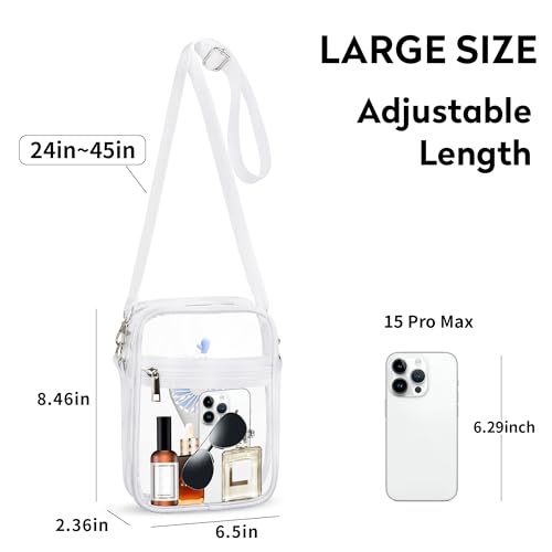 Image of VOROLO Clear Crossbody Bag Stadium Approved See Through Purse Handbag,Small See Through Purse Handbag with Adjustable Shoulder Strap for Sports Beige