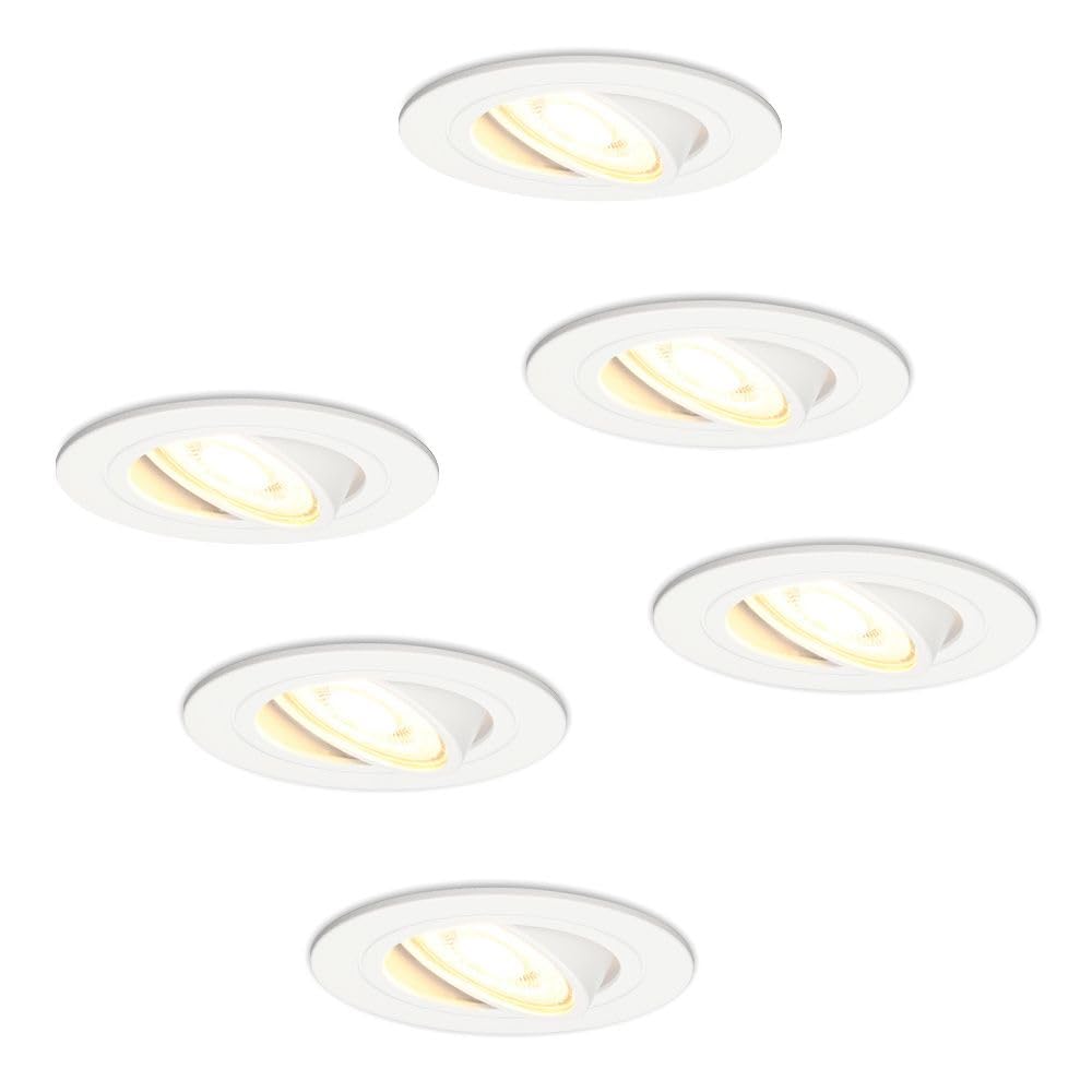 HOFTRONIC - LED Einbaustrahler 230V Schwenkbar Dimmbar Weiß Warmweiß Lichtfarbe 6er set Deckeneinbauleuchte 6x345 lumen Einbauspots IP20 für innenbereich - Deckeneinbaustrahler, Wohnzimmer und Büro
