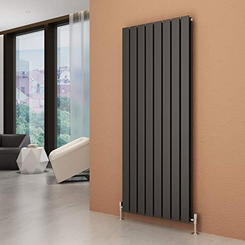 ELEGANT Vertical Column Designer Radiator Tall Upright Flat Panel 1800 x 608 mm Anthracite Double Radiators with Free Angled Valves