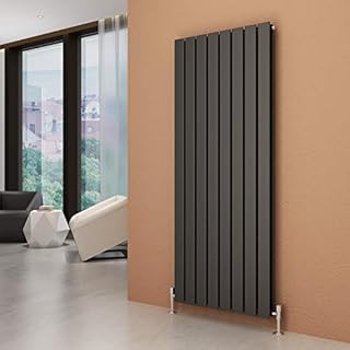 ELEGANT Vertical Column Designer Radiator Tall Upright Flat Panel 1800 x 608 mm Anthracite Double Radiators with Free Angled Valves
