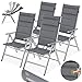 Produktbild KESSER® 4er Set Gartenstühle - Gepolstert Gartenstuhl Hochlehner Alu Stühle klappbar Lehne - 7-Fach verstellbar Rückenlehnen - Klappsessel Klappstühle Aluminium  Wetterfest, Grau