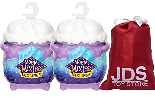 Magic Mixies Mixlings Tap & Reveal Cauldron 2 Pack, Magic Wand Reveals Magic Power and Surprise Reveal on Cauldron with JDS Toy Storage Bag