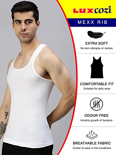 Image of Lux Cozi Men's White Sleeveless Cotton Vest