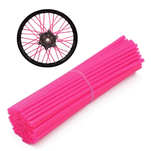 QYIQis Peaux Rayons, 72 Pz Roue Couvre Rayon, Protecteur Rayon Roue D'enveloppes Roues Moto, Couvre-Jantes Motocross, Kit Couvertures Peaux Rayons Rouge Rose Medium