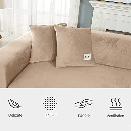 Housse de canapé extensible en L en velours durable pour 4 places, couleur E