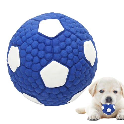 Indestructible Dog Soccer Ball, Squeaky Puppy Chew Toy