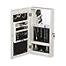 Relaxdays Armoire pour Bijoux, Suspendu, 4 Cadres Images, verrouillable, avec Miroir, Mural HlP 60x30x10cm,Blanc, MDF, Verre, Velours, 1 élément