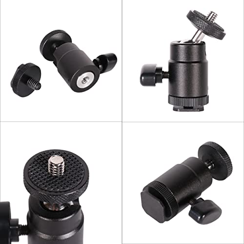 Qyxinc Mini Ball Head Hot Shoe Mount With 1/4 Inch Adapter Screw For Dslr Camera, Monitor, Camcorder, Flash Light, Tripod, Light Stand (2 Pack) #TOP2