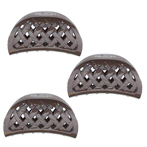 Plastic Weaved Jaw Hair Clip for Women and Girls - Set of 3-Light Brown