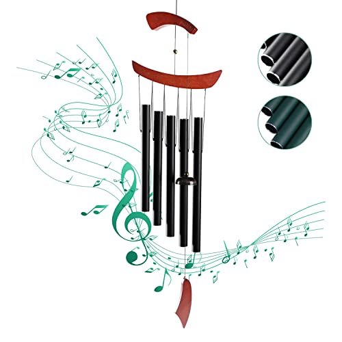 Mozing Large Wind Chimes Outdoor, Wood and Aluminum WindChimes, Supply Soothing Melodic Tones for Friendly Neighbors, Nice for Patio, Porch, Garden and Backyard (Copper-Round)