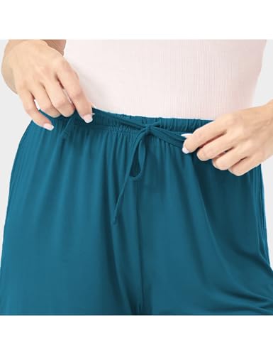 Image of GYS Women's Bamboo Viscose Cooling High Waisted Pajama Shorts | Moisture wicking, Breathable, Tagless, Soft stretch, Elastic waist with drawstring, for hot flashes & summer sleep