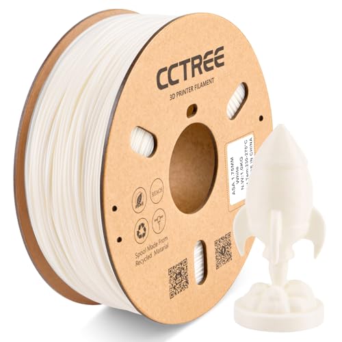 CCTREE ASA Filament 1.75mm, UV-Resistant, High-Strength & Weatherproof Material for Durable Outdoor Prints, 3D Printer Filament 1kg (2.2lbs) Spool, Dimensional Accuracy +/- 0.03mm, White