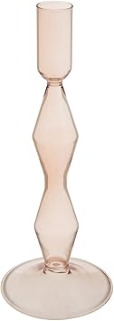Hobby Lobby Glass Candle Holder, Translucent Finish, Circular Base, Curved Design, 1 inch Opening, Home Decor