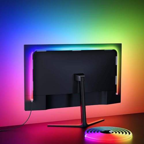 wacuaao Upgrade RGB LED Strip for 24-Inch PC Monitor, Smart Monitor Backlight with Screen Sync & Music Mode, 45° Wide Angle, USB Powered for Desktop/Laptop