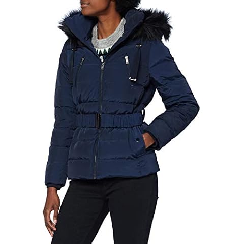 Naf Naf Women's Court Down Coat, BLEU Marine Cover