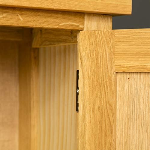 London Oak Cupboard Small Solid Wood 2 Door Storage Cupboard for Living Room, Dining Room or Bathroom, Fully Assembled