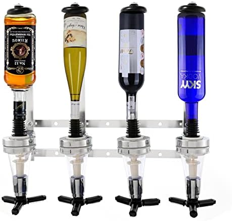 Dyna-Living 4 Bottles Optics for Spirits Wine Stand Wall Mount Spirits Alcohol Drinks Dispenser Bottle Bar Optic Drinks Dispenser for Home Bar Party Bartending (4 bottles)