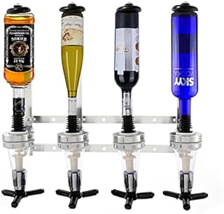Dyna-Living 4 Bottles Optics for Spirits Wine Stand Wall Mount Spirits Alcohol Drinks Dispenser Bottle Bar Optic Drinks Dispenser for Home Bar Party Bartending (4 bottles)
