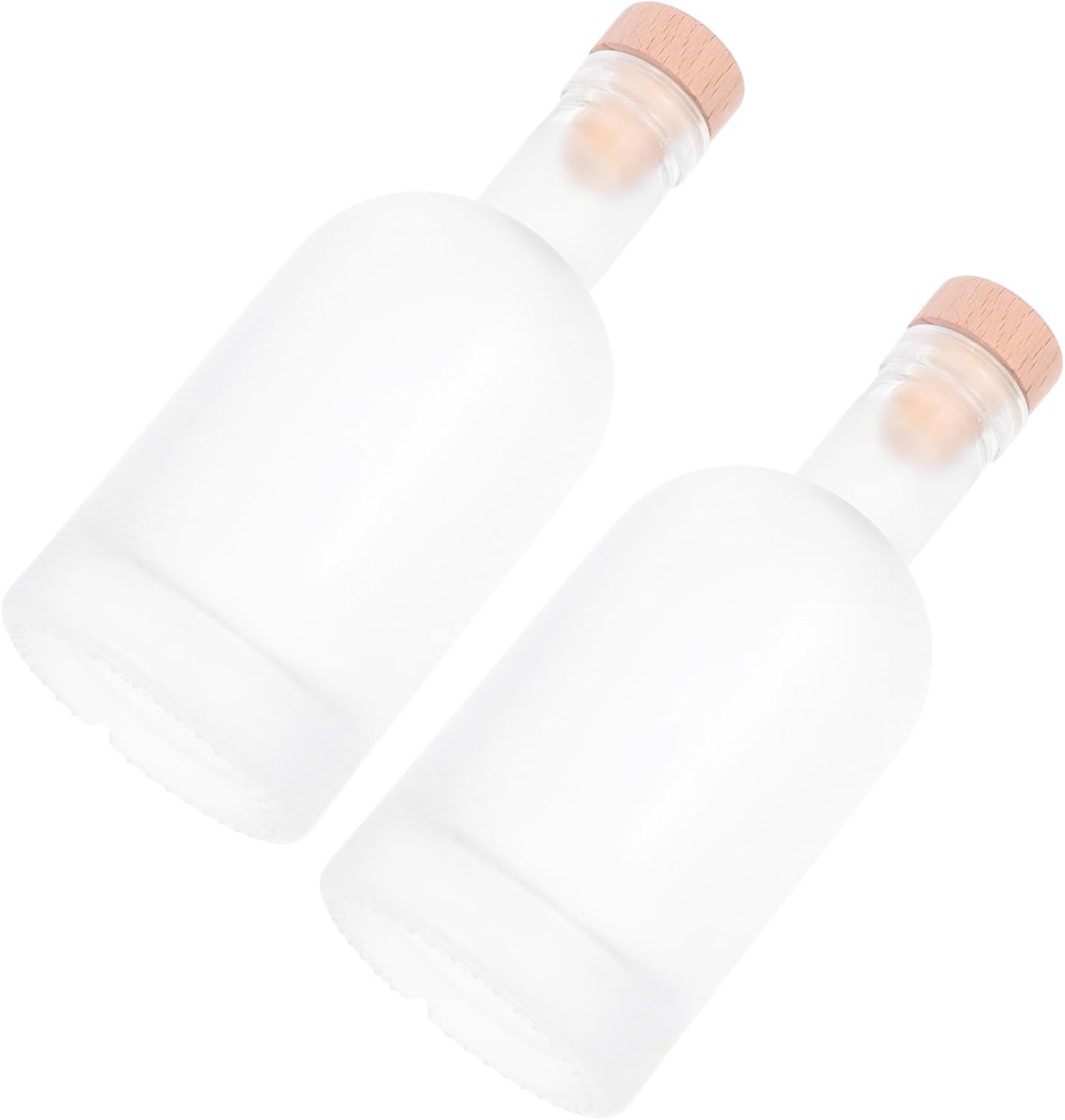PRETYZOOM 2Pcs Frosted Glass Cider Bottles Cork Lids DIY Beverage Containers for Home Brewing Airtight Design for Liquor Juice and Syrup