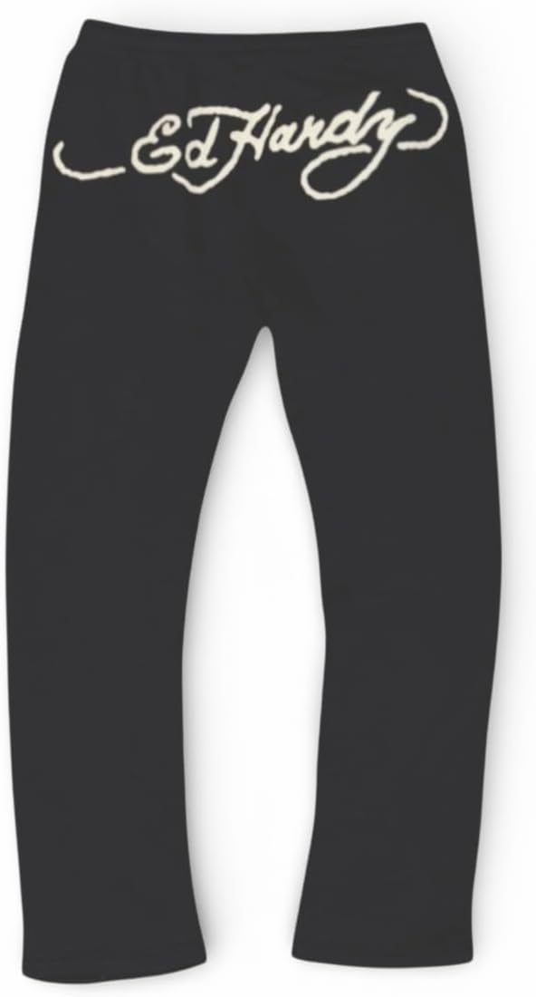 ED HARDY Men’s Graphic Logo Sweatpants in Charcoal EHMR8003-8