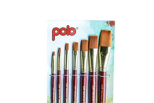 Image of polo Synthetic Hair Flat Brush Set - 7 Piece Collection | Professional Flat Artist Brushes for Acrylic, Watercolor, Oil Painting | Durable, Precise, a