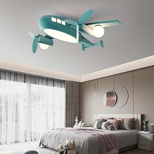 DOCJX Modern LED Deckenlampe Kinderzimmer Deckenleuchte Schlafzimmer 48W Flugzeug Kinderzimmer Lampe Decke 60cm Mit Dimmbar Lampen Tageslichtlampe Decke Studie Blue 70cm