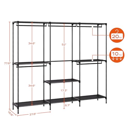 CASAMAYA Clothes Rack, Portable Closet, 80.7 Inch Extra Large Capacity Wardrobe Closet, Clothes Storage Organizer with Shelves and 5 Hanging Rods, Easy to Assembly, Black PCT036B01 by CASAMAYA - Image 2