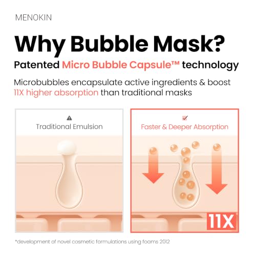 Image of MENOKIN Korean Face Mask 3sets [30 seconds Quick Bubble Mask] (Collagen, Brightening, Moisturizing), Hydration improvement, Radiance-boosting, Easy-to Use, Glass Skin, 3.21 fl.oz