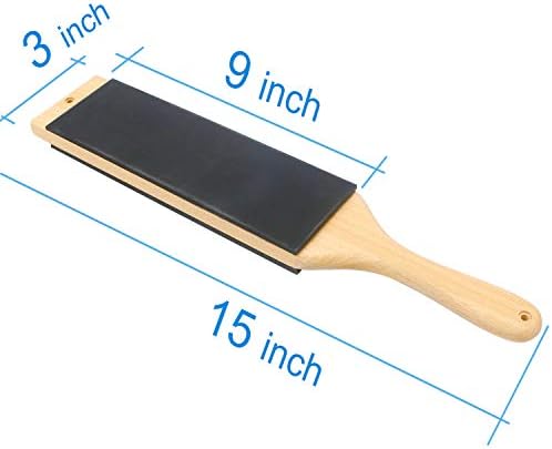 Leather Paddle Strop Large 2 Sided 3 Inch by 9 Inch with 2.8oz. Green White Compound (Paddle STROP)