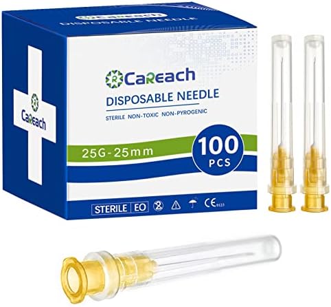 Careach 25Ga 1inch（100pcs）18Ga, 20Ga, 21Ga, 22Ga, 23Ga, 25Ga, 27Ga, 30Ga, 32Ga