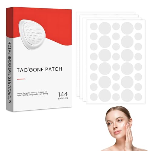 CelestiMingle Lot de 144 patchs Microdarts Tag'gone pour tous les types de peau, couverture invisible des imperfections (A)