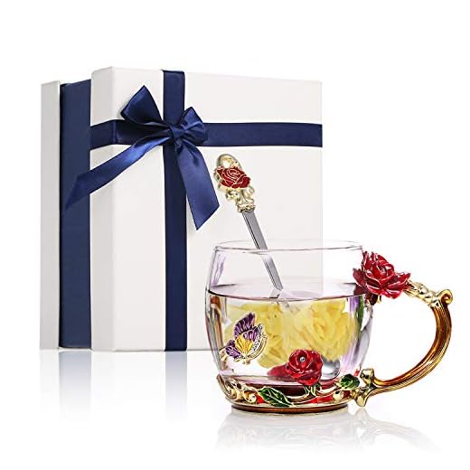 Decdeal Enamel Flower Tea Mug Set