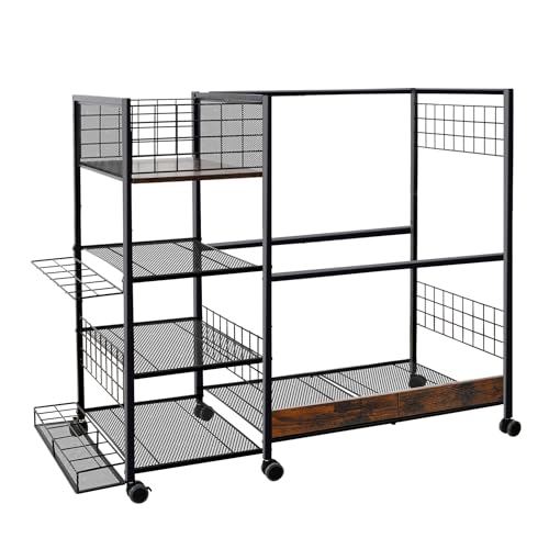 Golf Bag Stand, Golf Bag Organizer with Wheels, Premium Storage Rack for 2 Golf Bags, Golf Storage Organizer for Garage, Sports Equipment Organize, Golf Club Holder and Accessories for Golf Equipment