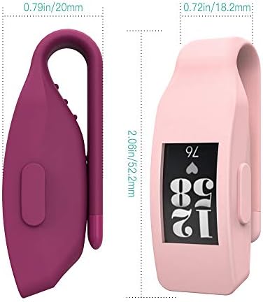 MoKo 2-Pack Clip Holder Compatible with Fitbit Inspire/Inspire HR/Ace 2, Soft Silicone Clip Clasp Case Women Men Sport Clip Accessory - Wine Red & Sakura Pink