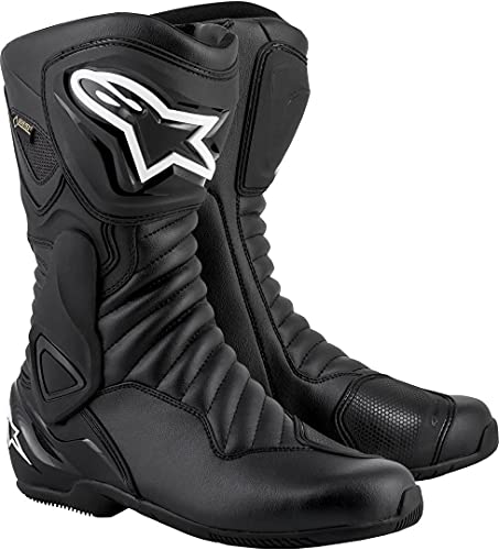 Alpinestars SMX-6 v2 Gore-Tex Motorcycle Boots, CE-Certified All-Weather Protection, Waterproof & Breathable Touring Gear, 43, Black/Black