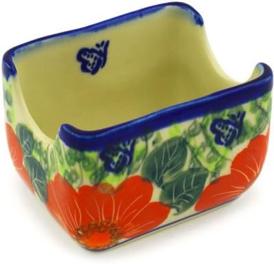 Polmedia Polish Pottery Sugar Packet Holder UNIKAT - Happiness Pattern Handmade in Boleslawiec Poland by Ceramika Bona + Certificate of Authenticity