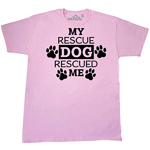 inktastic My Rescue Dog Rescued Me- Pawprints T-Shirt Large Pink