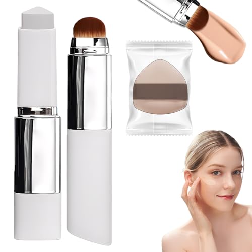 VRYNDH Crème Couvrante En Stick,fond de teint couvrant imperfections, Fond De Teint En Stick Chartming Changeant De Couleur, Convient à Tous Types De Peau,Fond De Teint 2 En 1 Avec Pinceau (Medium)