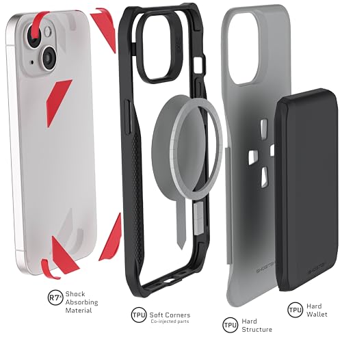 Funda iPhone 15 Ghostek Exec gris de 6.1'' compatible con MagSafe y tarjetas 6